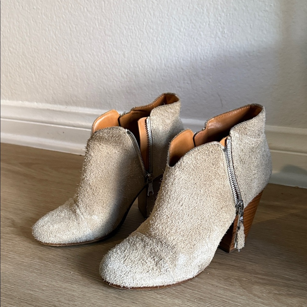 rag & bone Textured Cream Ankle Booties
